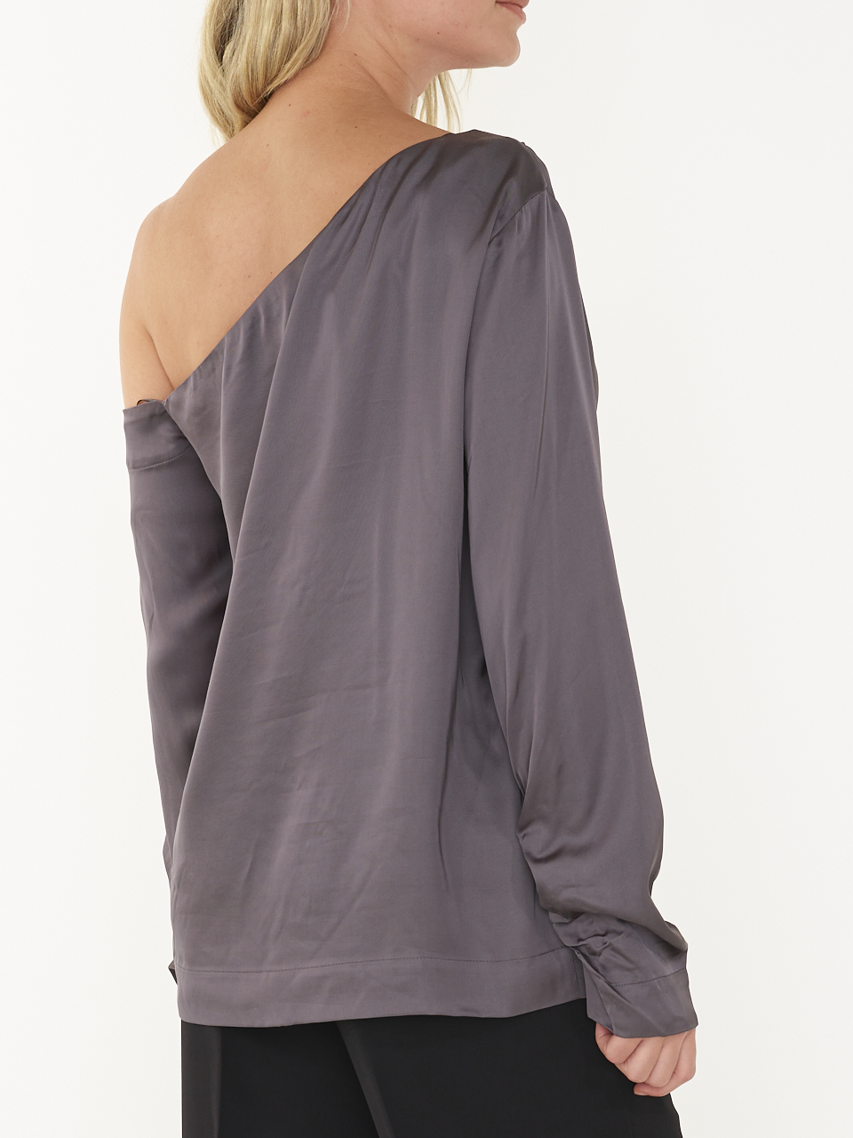 Solid one shoulder dip hem blouse best sale
