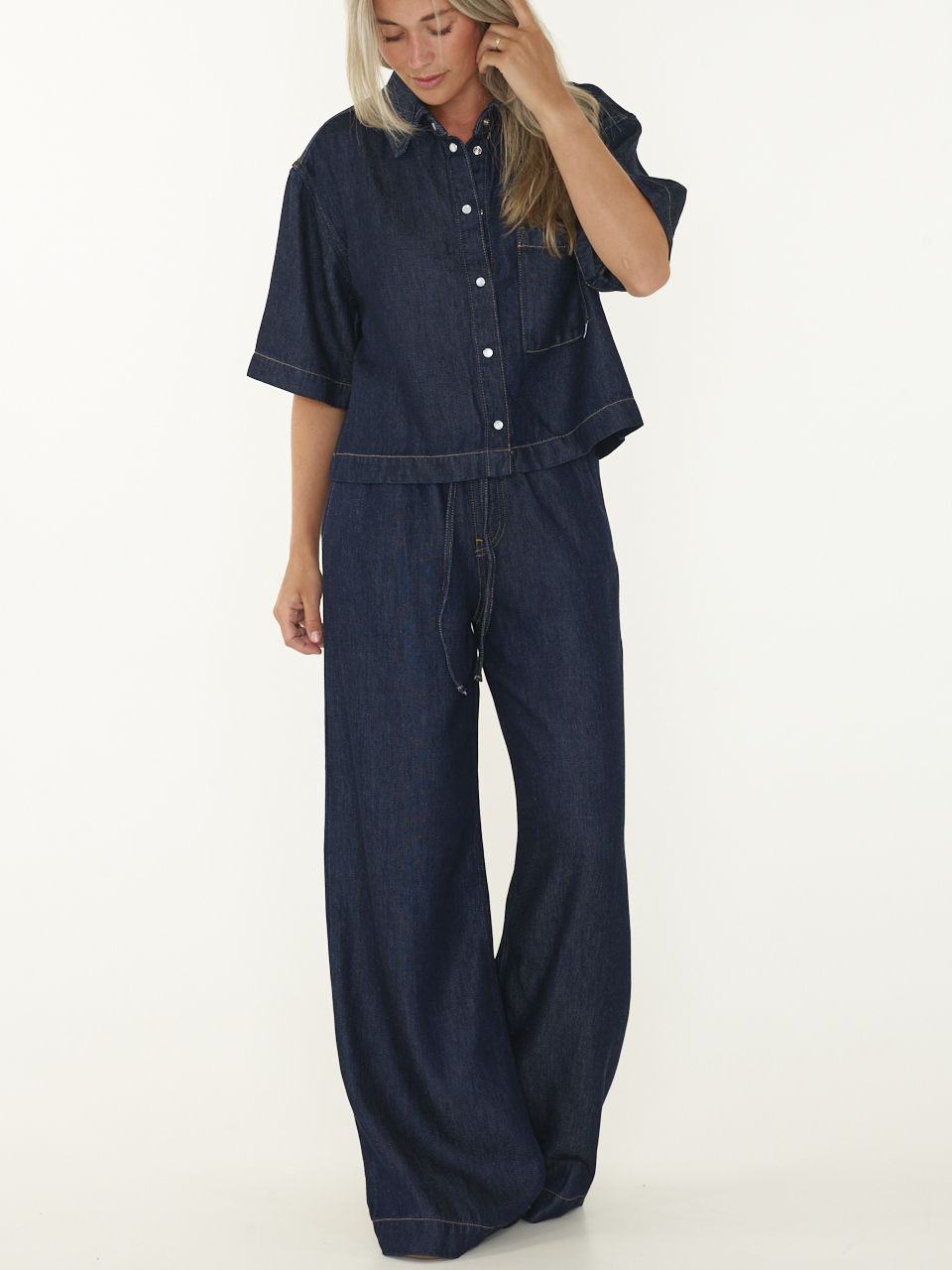 BLOUSE SHORT SLEEVE DENIM