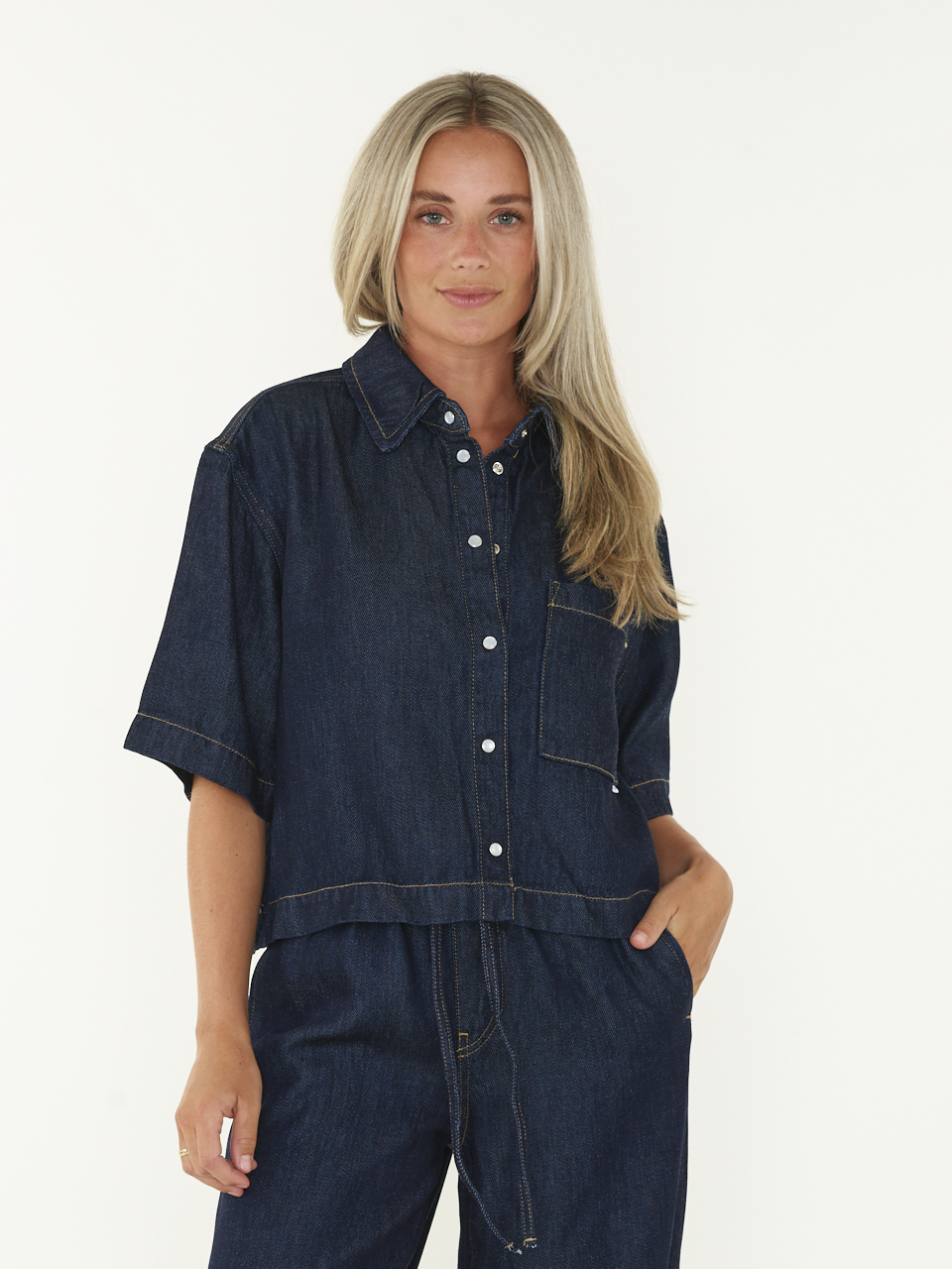 BLOUSE SHORT SLEEVE DENIM