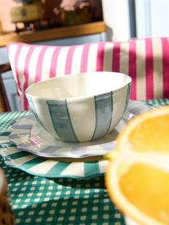 BOWL POWDER STRIPED YOGHURT BLUE