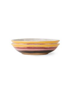 BOWLS 70S CERAMICS CURRY HIBISCUS SET OF 2