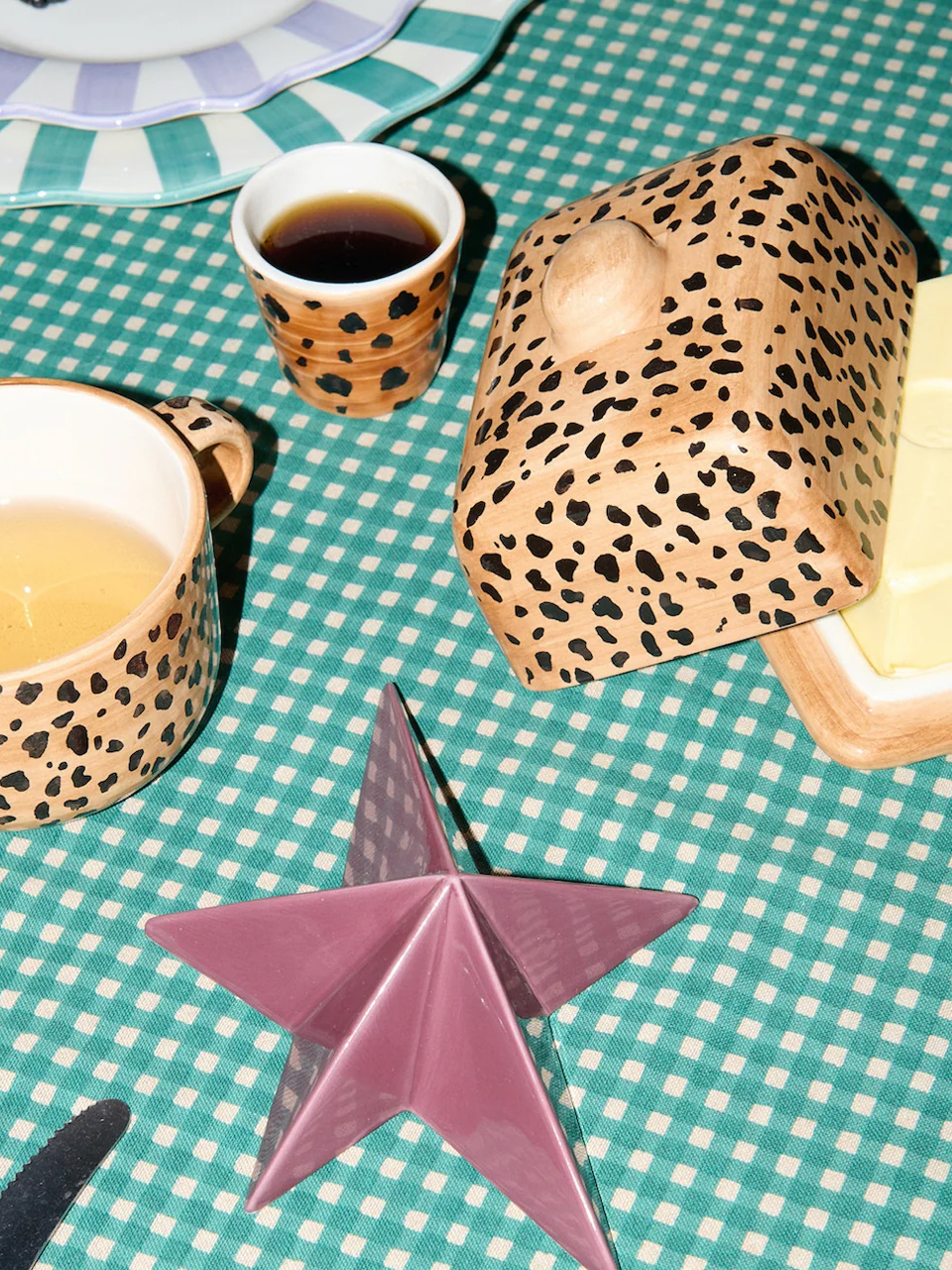 BUTTER DISH LEOPARD BROWN