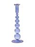 CANDLE HOLDER BLUE+LILAC PIPED GLASS