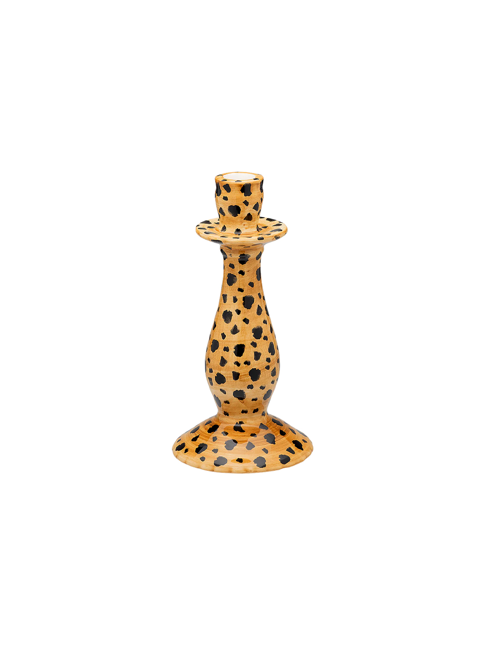 CANDLE HOLDER LEOPARD BROWN