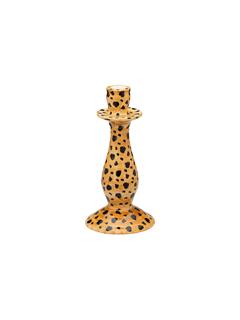 CANDLE HOLDER LEOPARD BROWN