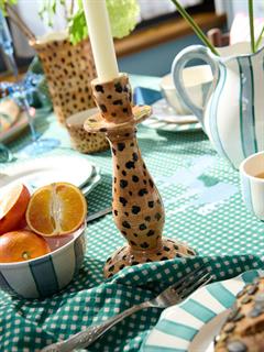CANDLE HOLDER LEOPARD BROWN