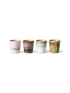 COFFEE MUGS 70'S CERAMICS SERENDIPITY SET OF 4