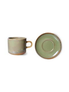 CUP AND SAUCER CHEF CERAMICS MOSS GREEN