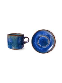 CUP AND SAUCER CHEF CERAMICS RUSTIC BLUE