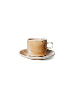 CUP AND SAUCER CHEF CERAMICS RUSTIC CREAM/BROWN