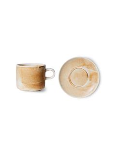 CUP AND SAUCER CHEF CERAMICS RUSTIC CREAM/BROWN