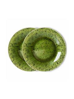 DINNER PLATE THE EMERALDS CERAMIC GREEN SPOTTED SET OF 2
