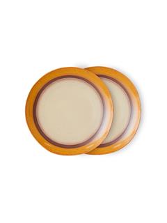 DINNER PLATES 70'S CERAMICS COCONUT SET OF 2
