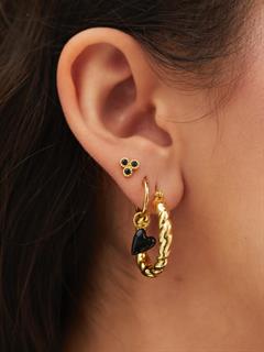 EARRING SINGLE DARKNESS TRIO STUD SILVER GOLDPLATED