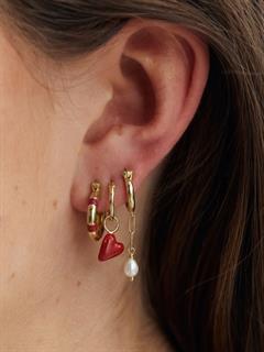 EARRING SINGLE HEART BEAT RING SILVER GOLDPLATED