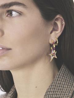 EARRING SINGLE STARS ALIGN HOOP GOLD PLATED