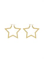 EARRINGS LARGE FUNKY STAR HOOP GOLD PLATED