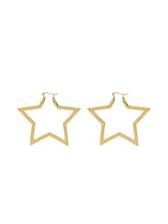 EARRINGS LARGE FUNKY STAR HOOP GOLD PLATED