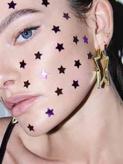 EARRINGS LARGE FUNKY STAR HOOP GOLD PLATED