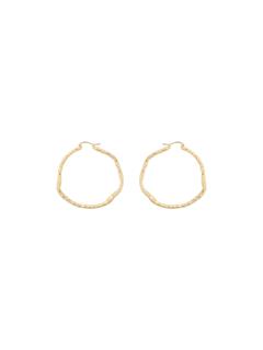 EARRINGS LARGE ORGANIC HOOP BRASS GOLDPLATED