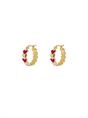EARRINGS SMALL BELOVED MAUVE HOOP GOLD PLATED
