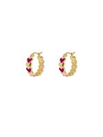 EARRINGS SMALL BELOVED MAUVE HOOP GOLD PLATED