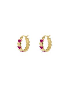 EARRINGS SMALL BELOVED MAUVE HOOP GOLD PLATED