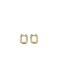 EARRINGS STRASS LONG HOOPS 16MM STAINLESS STEEL