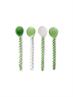 GLASS SPOONS THE EMERALDS TWISTED GREEN/CLEAR SET OF 4