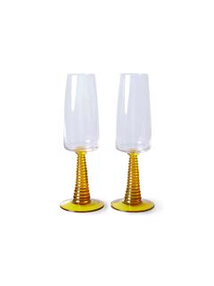 GLASS SWIRL CHAMPAGNE YELLOW SET OF 2