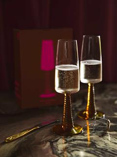 GLASS SWIRL CHAMPAGNE YELLOW SET OF 2