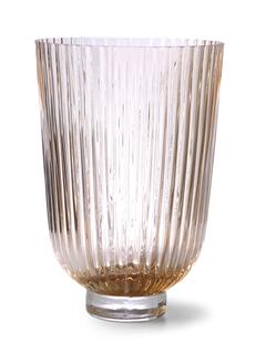 GLASS VASE RIBBED PEACH
