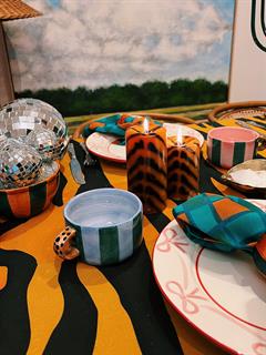 MUG BLUE STRIPE LEOPARD CAPPUCCINO