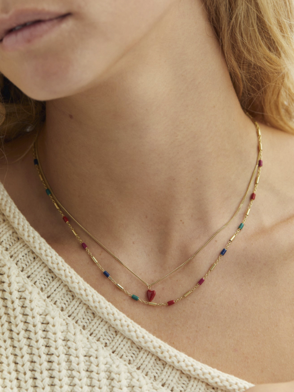 NECKLACE HEART BEAT GOLD PLATED