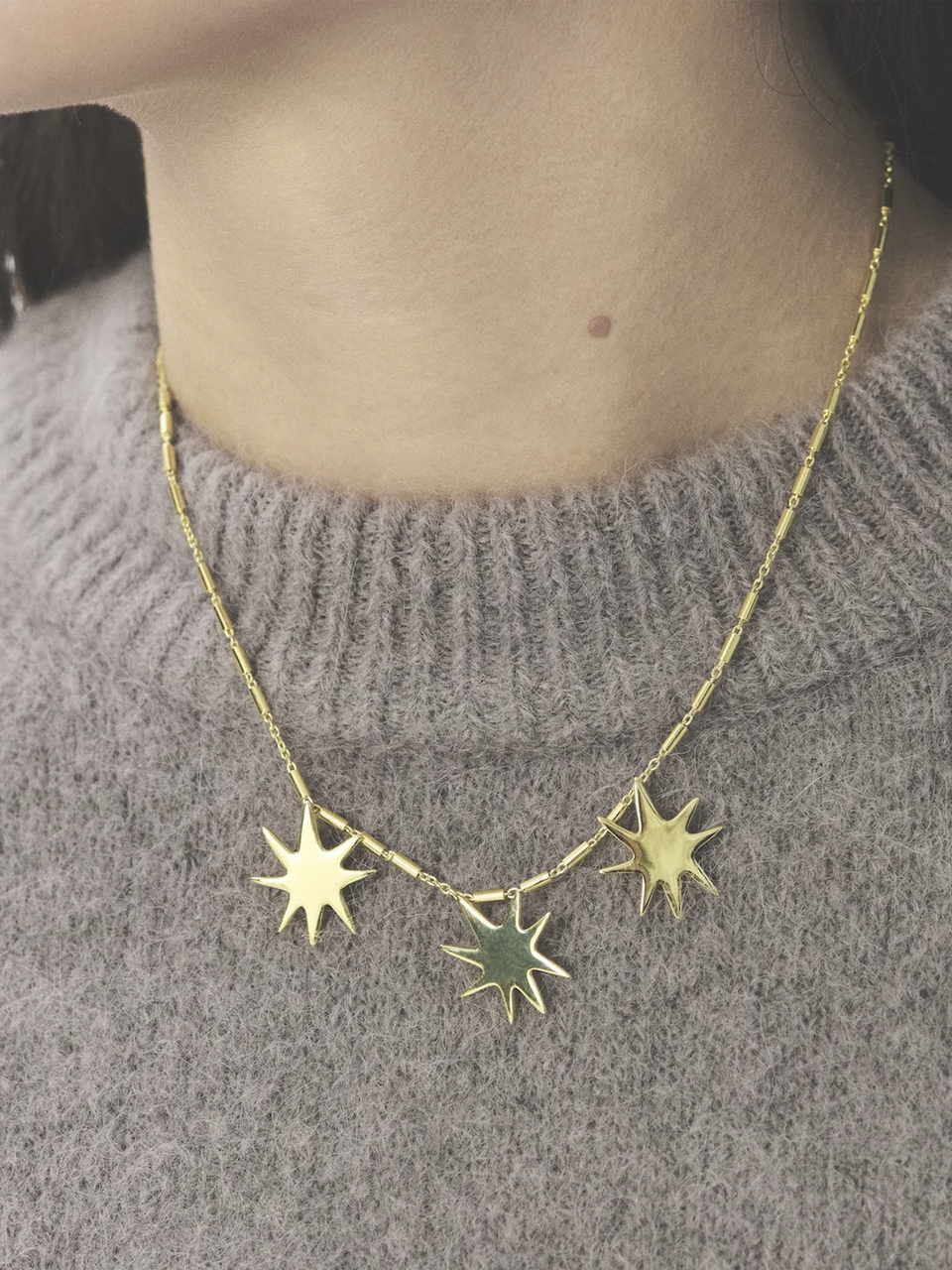 NECKLACE STARS ALIGNED GOLD PLATED