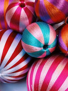 ORNAMENT BIG CORDED FUCHSIA AND PINK STRIPE