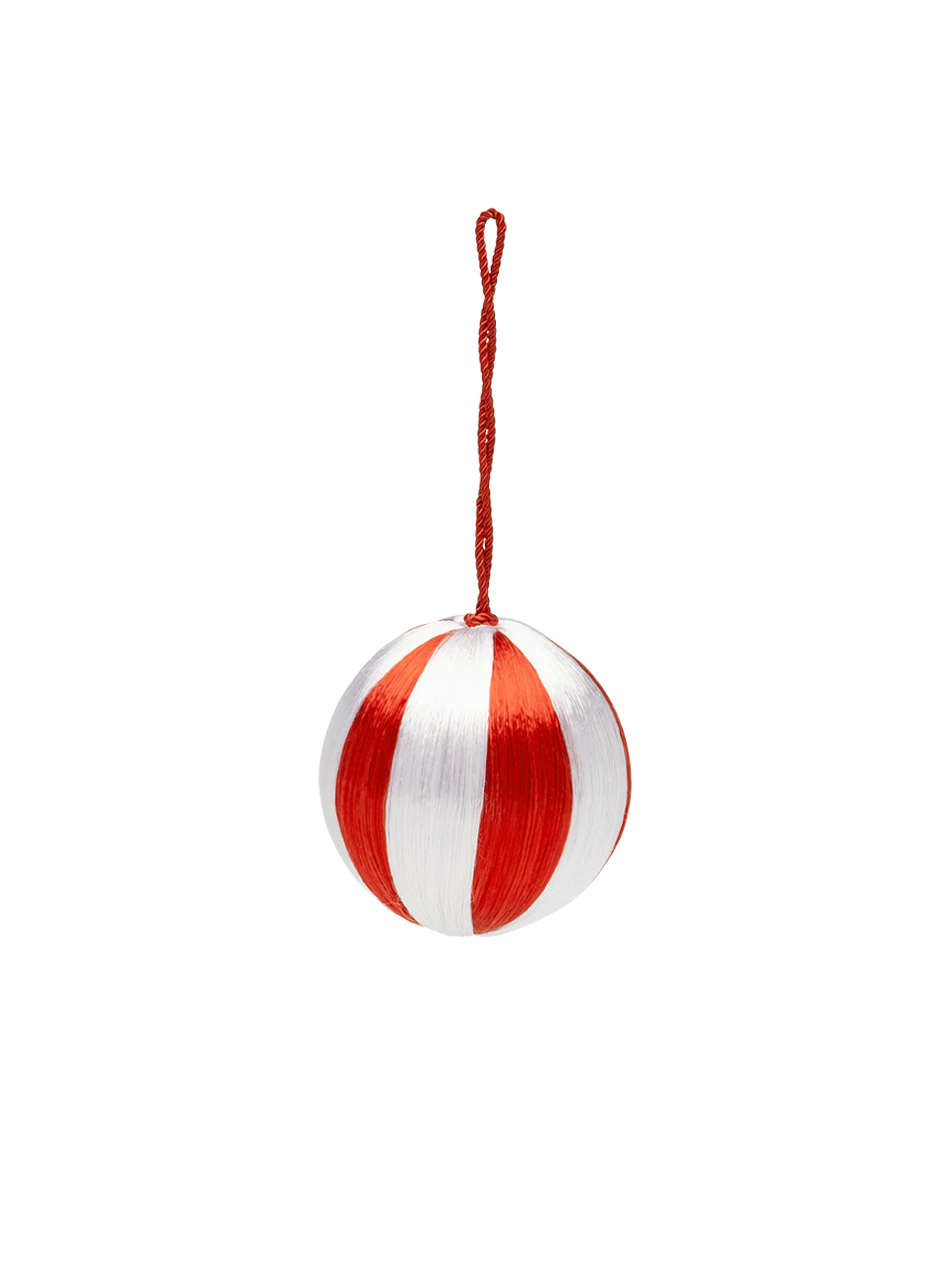 ORNAMENT SMALL CORDED RED AND WHITE STRIPE