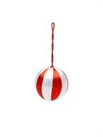 ORNAMENT SMALL CORDED RED AND WHITE STRIPE