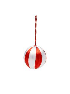 ORNAMENT SMALL CORDED RED AND WHITE STRIPE