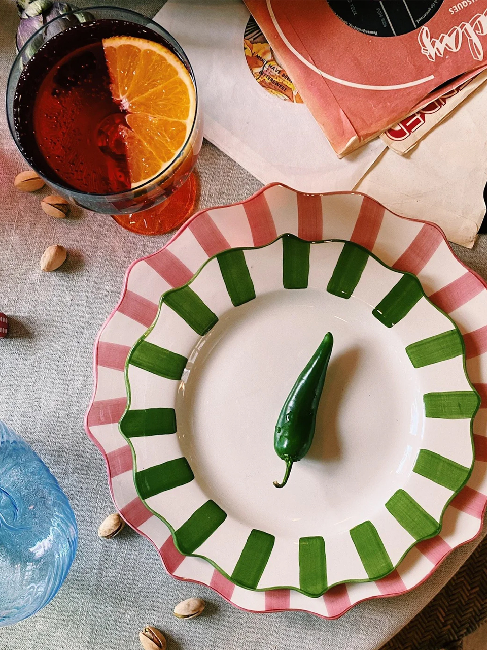 PLATE GREEN SCALLOPED BREAKFAST