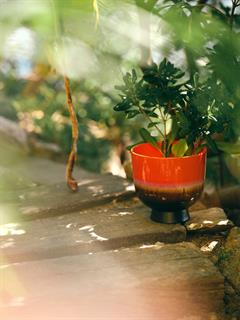 POT RETRO FLOWER CHERRY RED