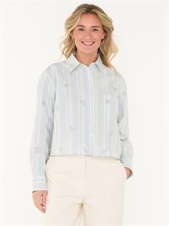SHIRT EMBRO LOGO STRIPE CROPPED
