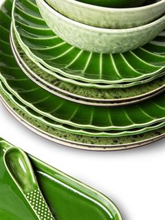 SIDE PLATE THE EMERALDS CERAMIC RIBBED GREEN SET OF 2