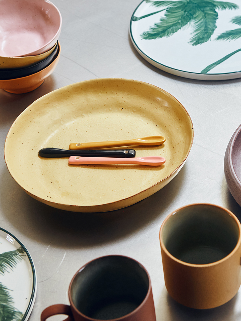 SIDE PLATES BOLD&BASIC CERAMICS YELLOW/BROWN SET OF 2