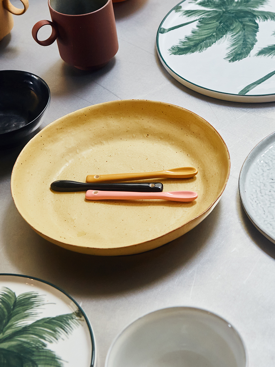 SIDE PLATES BOLD&BASIC CERAMICS YELLOW/BROWN SET OF 2