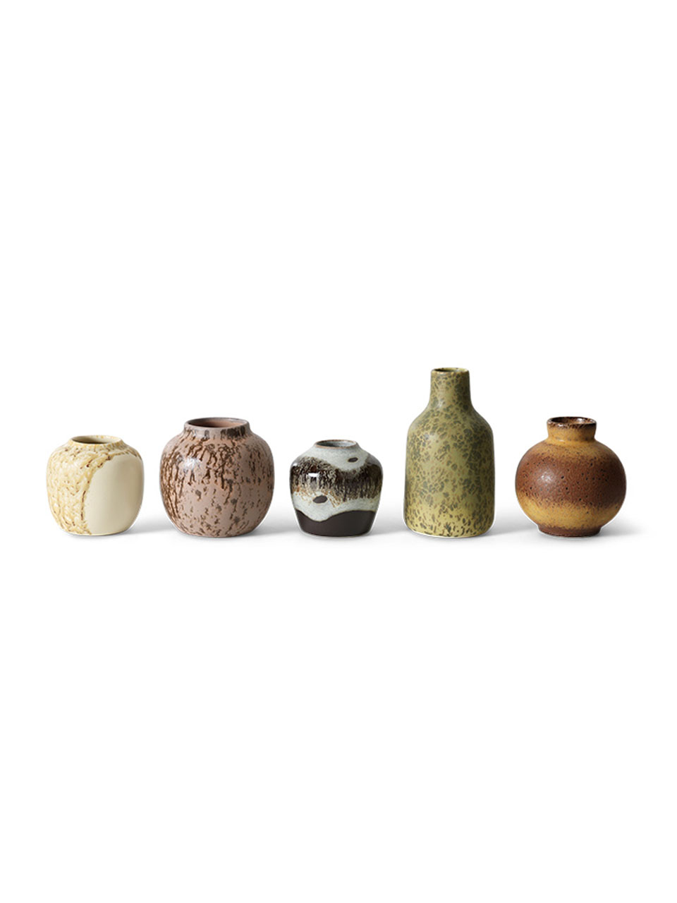 SMALL VASES 70'S CERAMICS PURSUIT SET OF 5