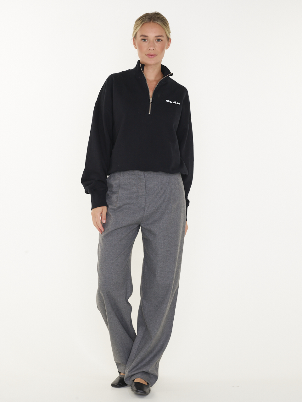 SWEAT ITALIC ZIP MOCK