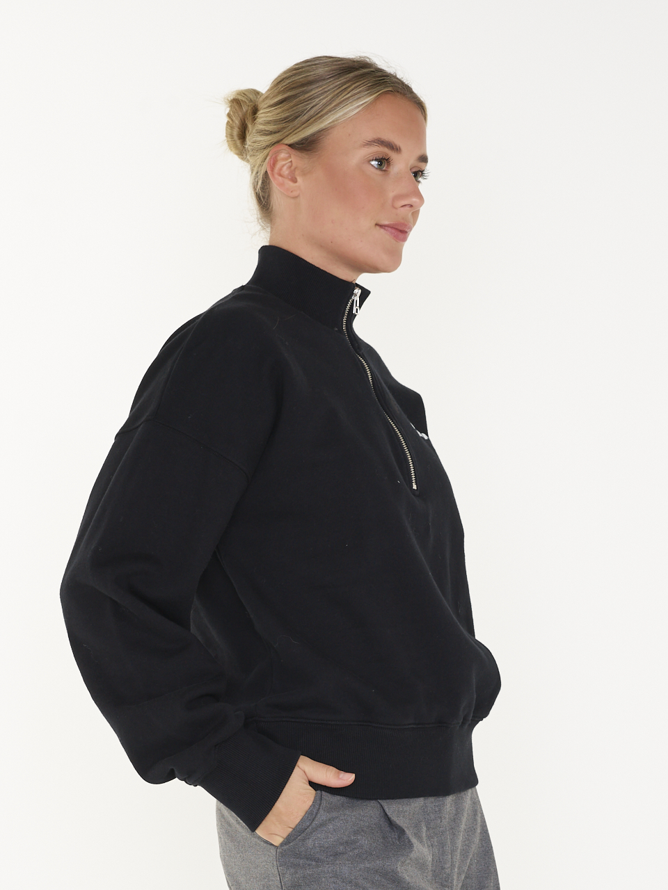 SWEAT ITALIC ZIP MOCK