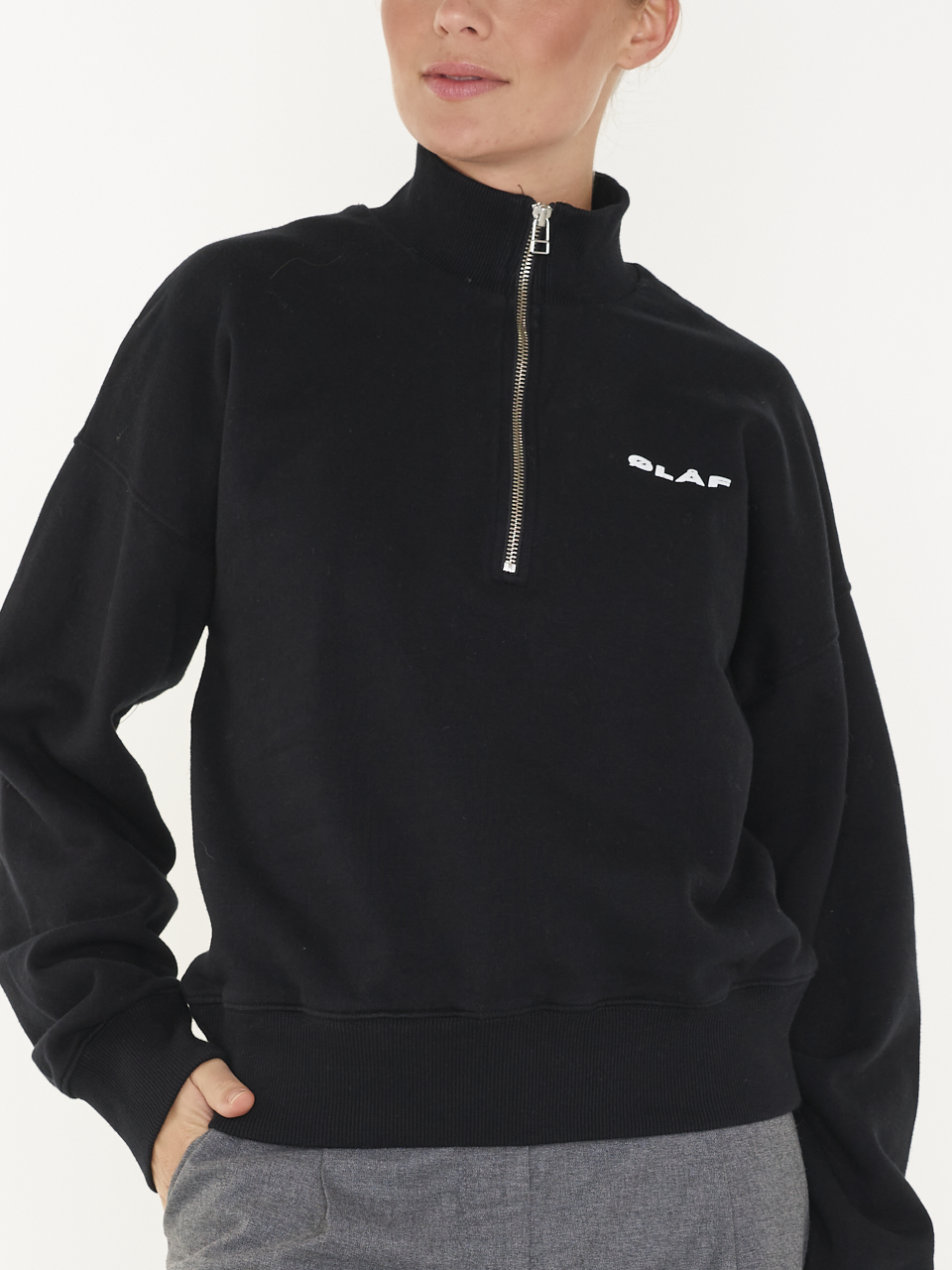 SWEAT ITALIC ZIP MOCK