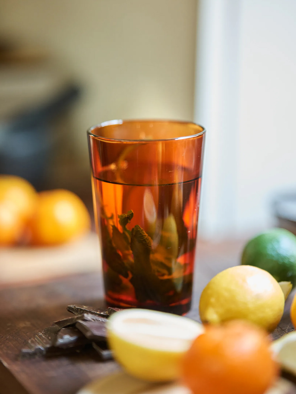 TEA GLASSES 70S AMBER BROWN SET OF 4